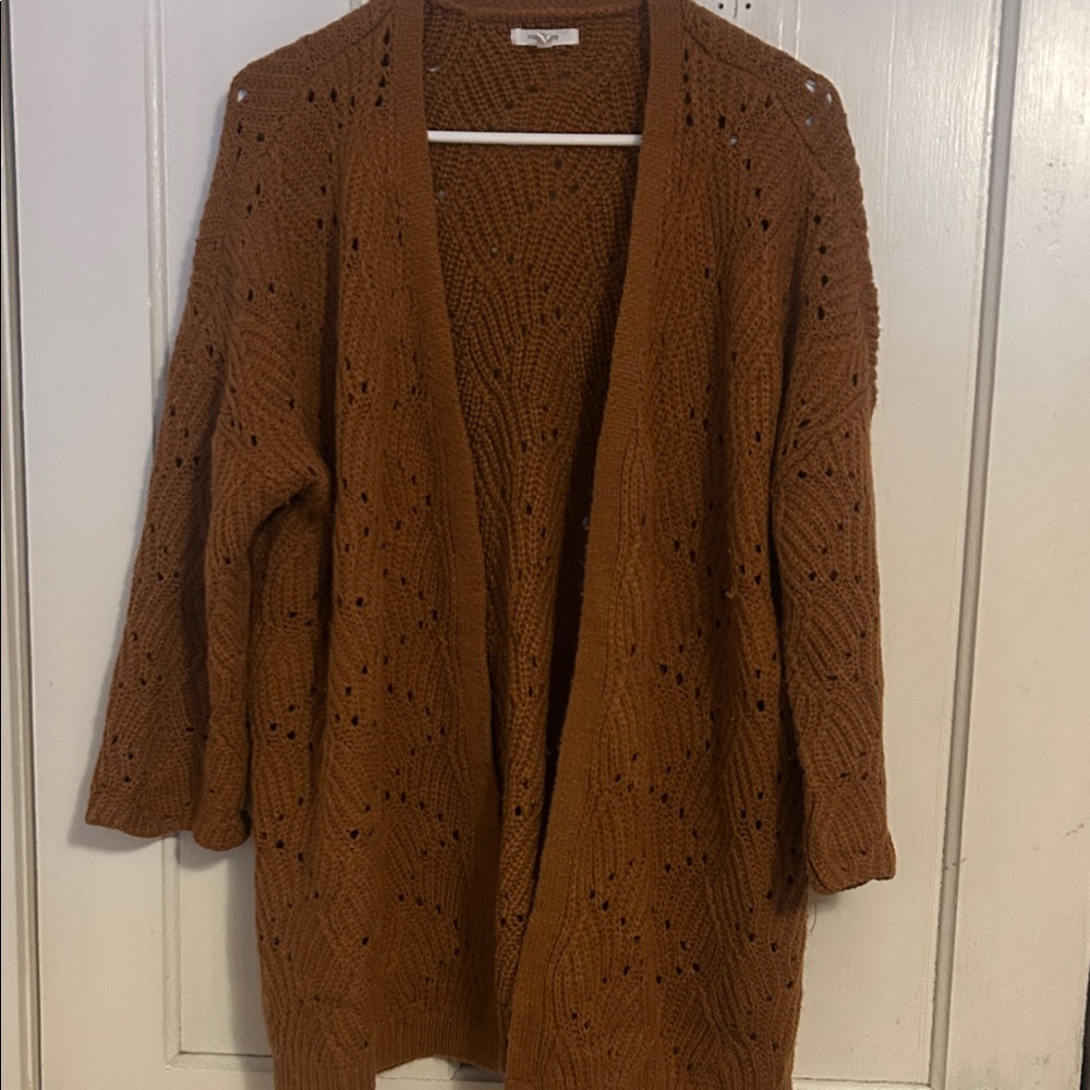 Maurices Rust Brown Open-Front Knit Cardigan